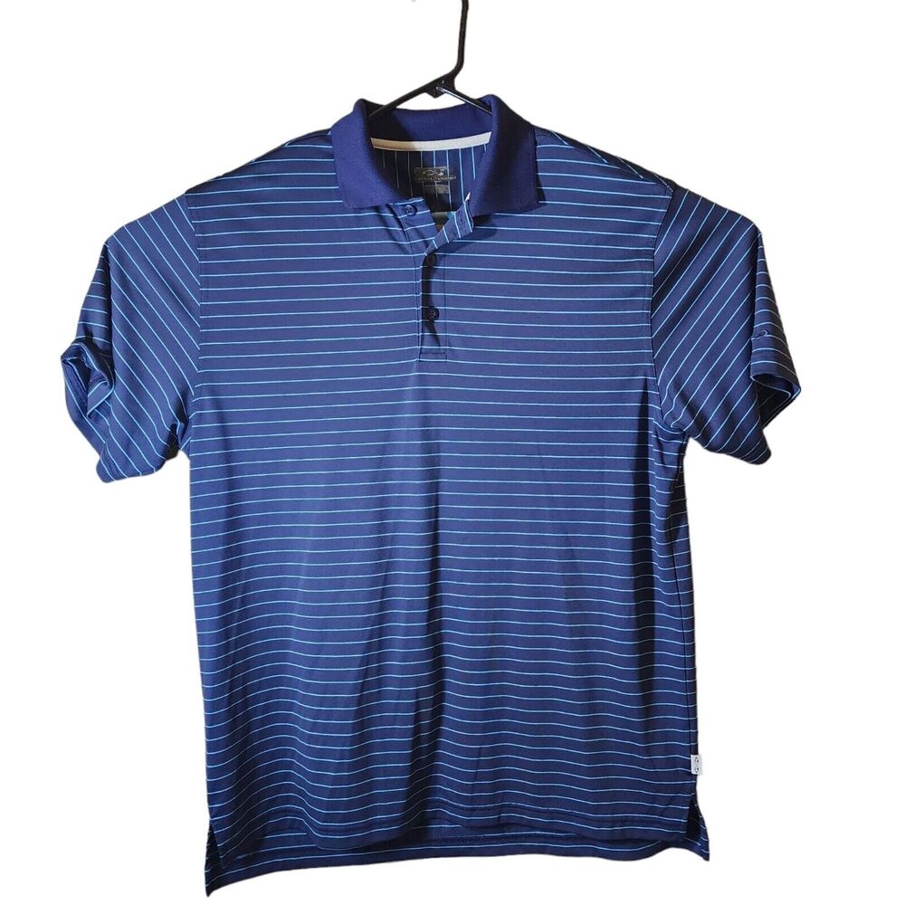 Snake Eyes Mens Blue Striped Polo Shirt Golf Short Sleeve
